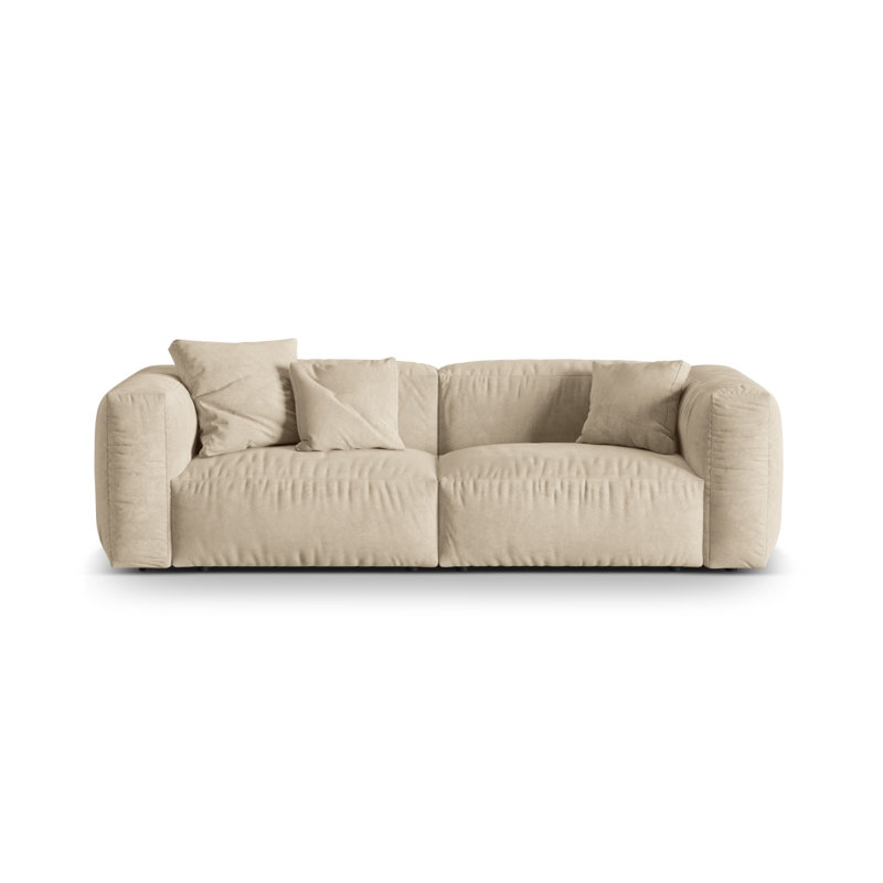 Carlens 3 Seater Velvet Sofa, Light Beige