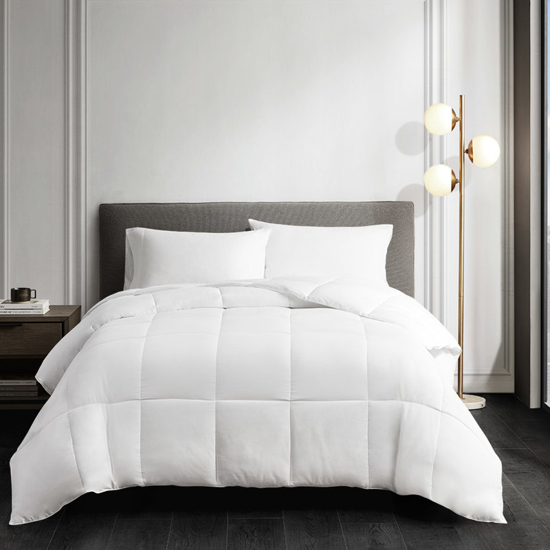 Édredon simple en coton - Isolation sans plumes 3M, literie de luxe à finition lisse, Édredon simple et 1 taie décorative