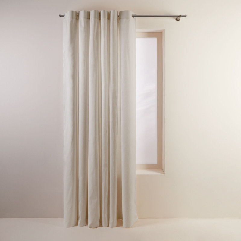 Cotton Blackout Curtain Single Panel, Light Beige