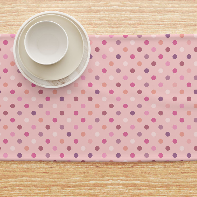 Rectangular Polka Dots Cotton Twill Table Runner