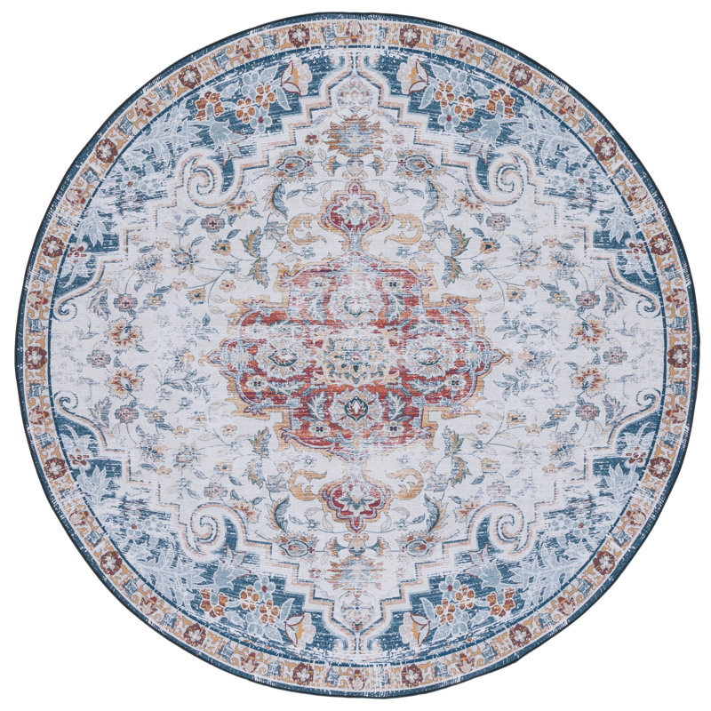 Tapis 117 gris / rouille 117, Rond 6 pi