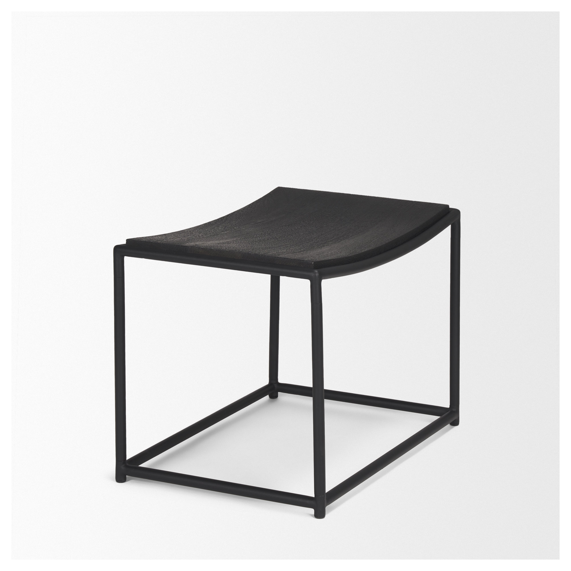 Galina Wood Seat Accent Stool, Black