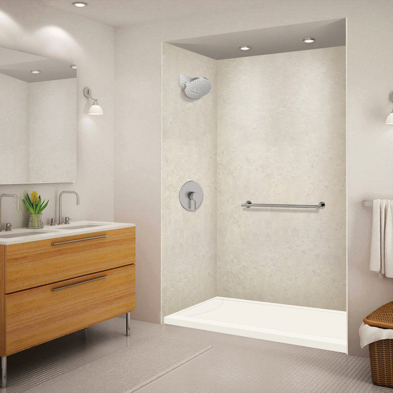 Transolid 60-in x 32-in Cast Solid Surface Tub Replacement Base Linear, Left, Cameo