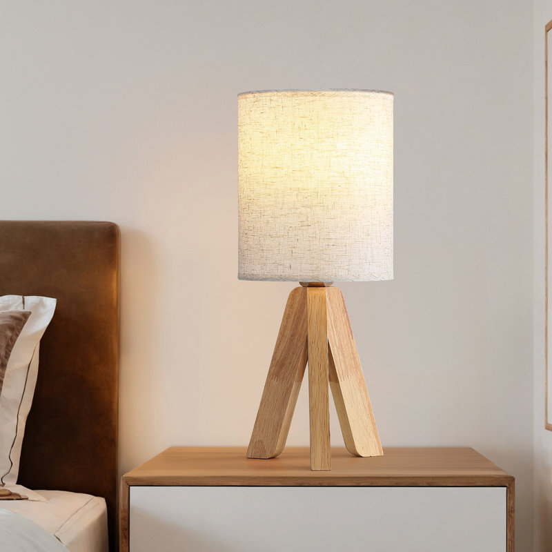 Ensemble de 2 lampes de table en bois modernes avec interrupteur à bascule, lampe de table de chevet à base en bois naturel pour le salon, douille E26 (sans ampoule incluse)