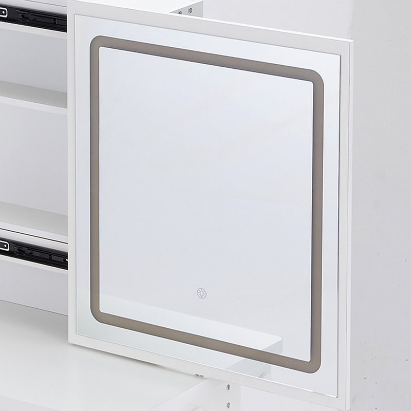 16" X 21" Small Size Touch Control Sliding LED Mirror, Tri-Colour Switching, Brightness Adjustable, 20.92" x 15.8", White