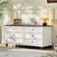 Table de chevet Farmhouse avec station de charge, table de bout de 24 po de large avec 3 tiroirs, commode en bois pour la chambre à coucher, commode de table de chevet, table de chevet pour le salon, placard-123175609-123037902