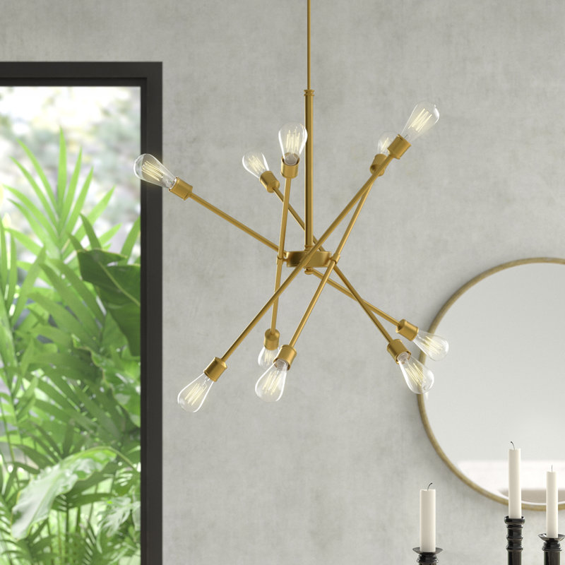 Lustre linéaire moderne à 10 lumières Signorelli, Laiton