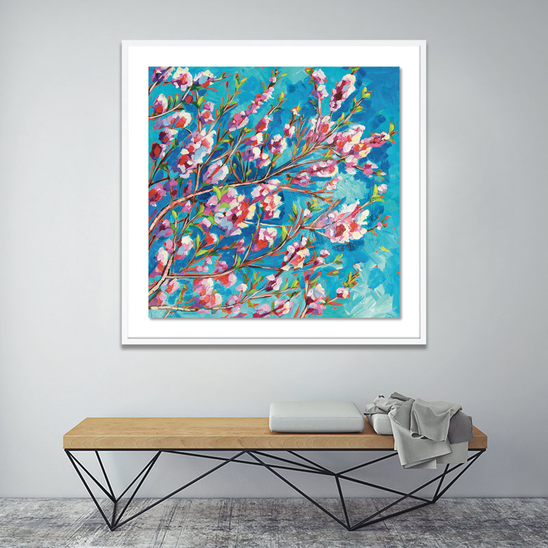 Flowers in Bloom Framed Painting, 40" H x 40" W x 2.5" D, White