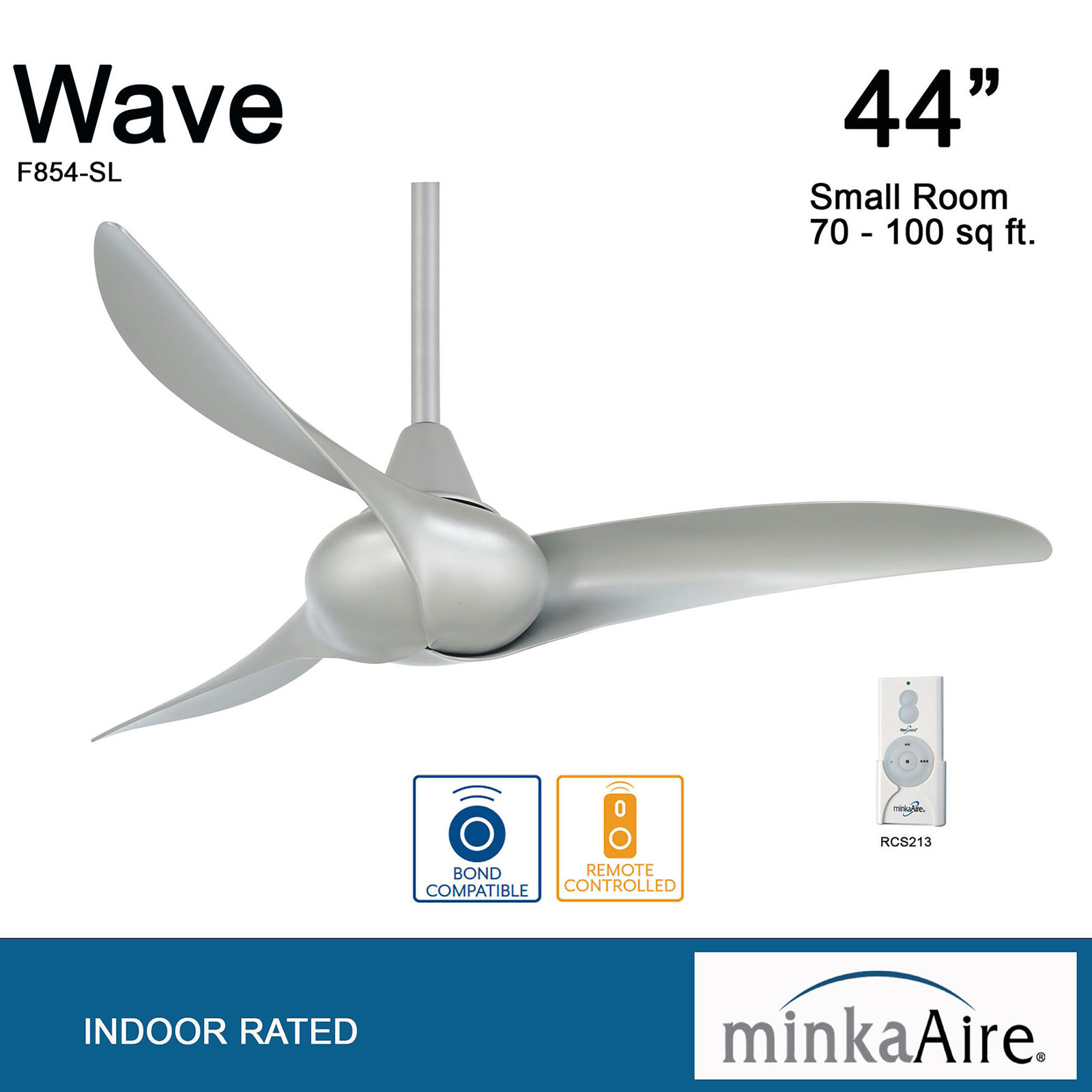 44" Ceiling Fan with LED Light Kit, Silver