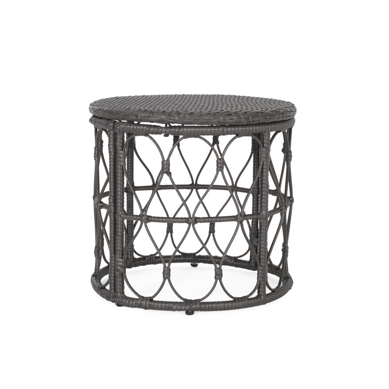 Compact Patio Tables, Grey Rattan Boho Modern Accent For Patio Home