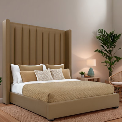 Vegan Leather Wingback Bed