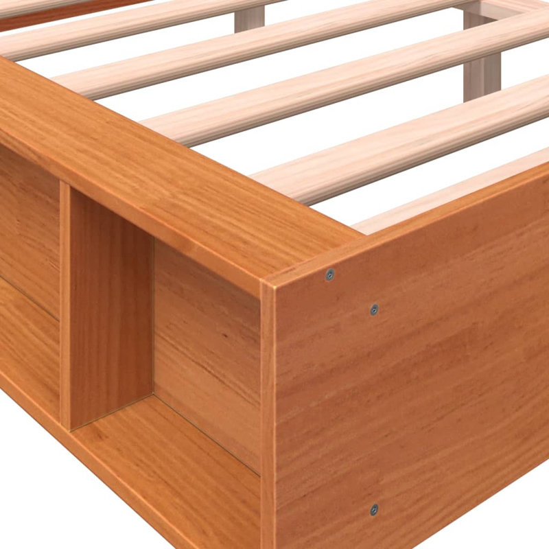 Friona Wood Platform Bed, Wax Brown, 120 x 200 cm