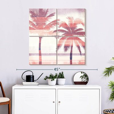 Harnek, paysage de plage, palmiers, rose, mauve