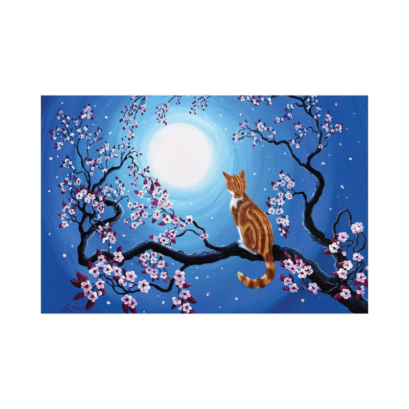 Creamsicle Kitten In Blue Moonlight by Laura Iverson - Wrapped Canvas Print, 20.32 cm H x 30.48 cm W