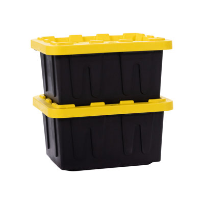 Sac de rangement en plastique avec couvercle, 5 gallons, paquet de 2 - noir / jaune