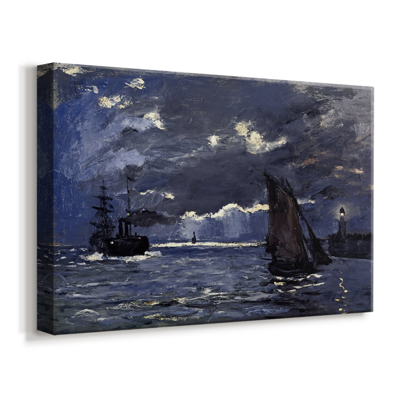 A Seascape, Shipping by Moonlight-Claude Monet-Gallery Wrapped Canvas-1864, 12x18