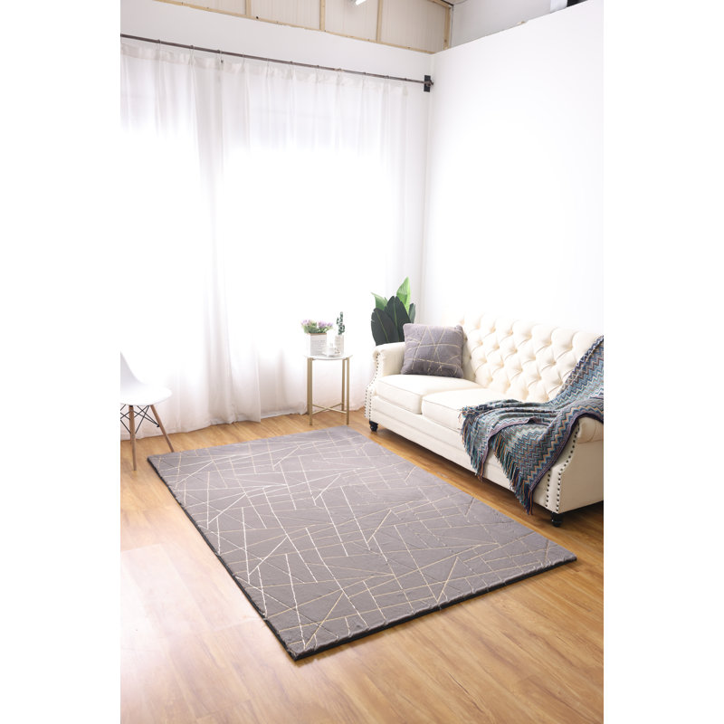 Bondfield Faux Fur Geometric Indoor Rug