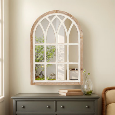 Miroir arqué en bois massif vieilli