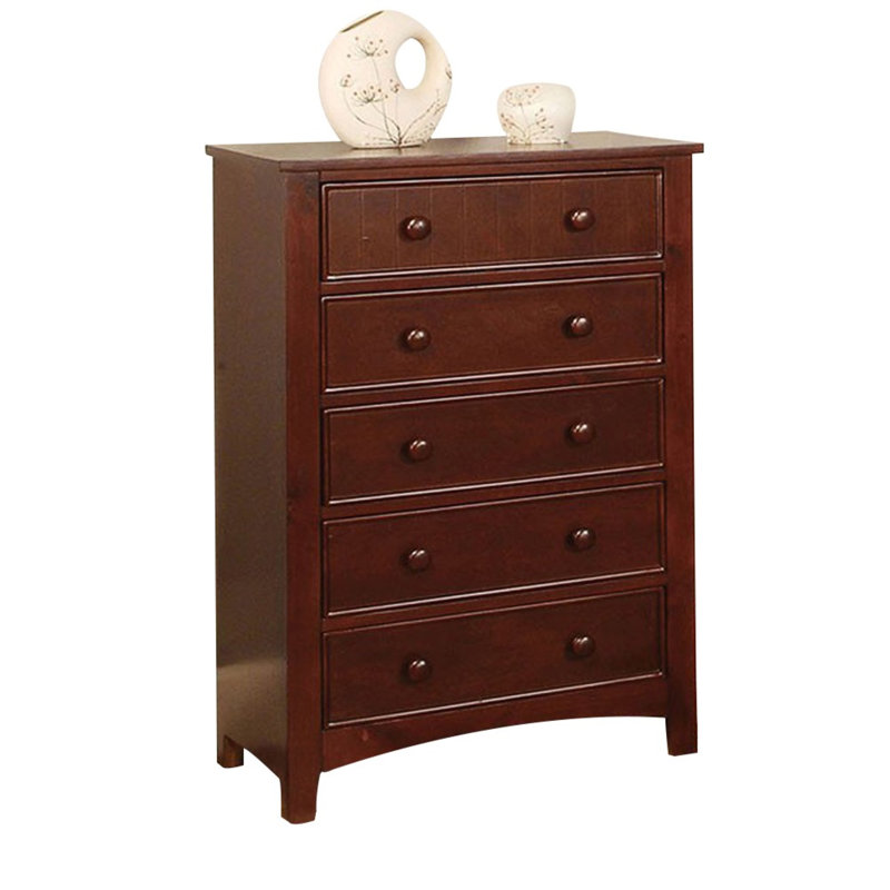 Gabrialle Transitional 5 Drawer Chest, Cherry