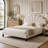 Upholstered Platform Bed With Flower Pattern Velvet Headboard-42703615
