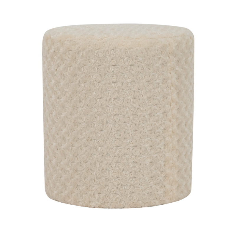 Malashia Velvet Ottoman, White Velvet