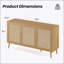 Buffet en rotin naturel avec 3 portes, rangement spacieux et robuste pour les cuisines et les vestibules modernes-221988940-221988930