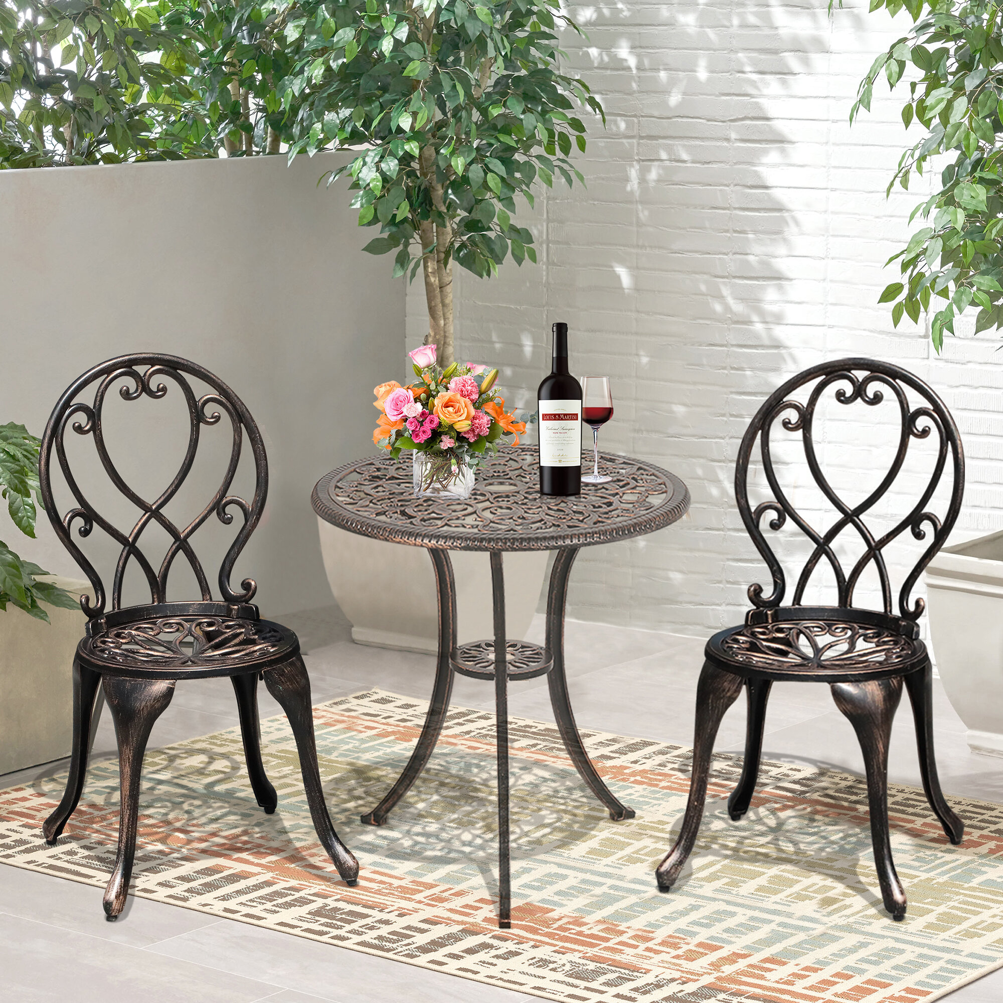 Astoria Grand Elnath 2 - Person Round Outdoor Dining Set & Reviews ...