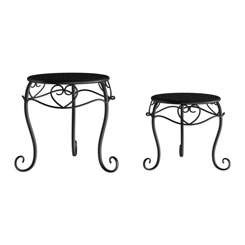 Ensemble de 2 supports à plantes Kranz - Accessoires décoratifs ronds pour plantes d'intérieur ou d'extérieur, Noir