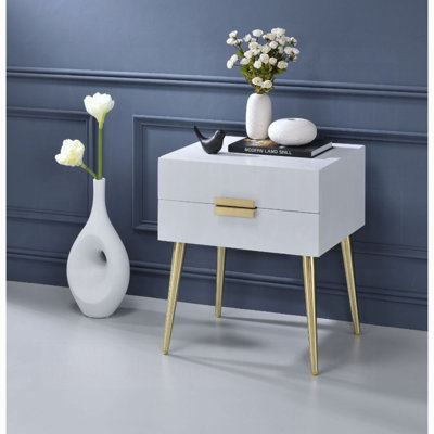 Leite Contemporary 24"H Rectangular 2-Drawer End Table with Storage