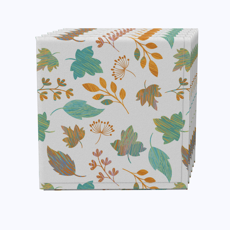 100% Cotton Painted Leaves Square Napkin