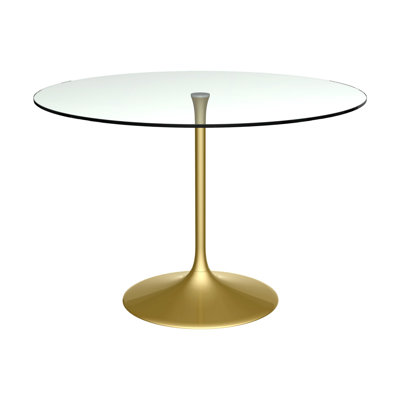 Clarke County Round Glass Top Metal Base Dining Table