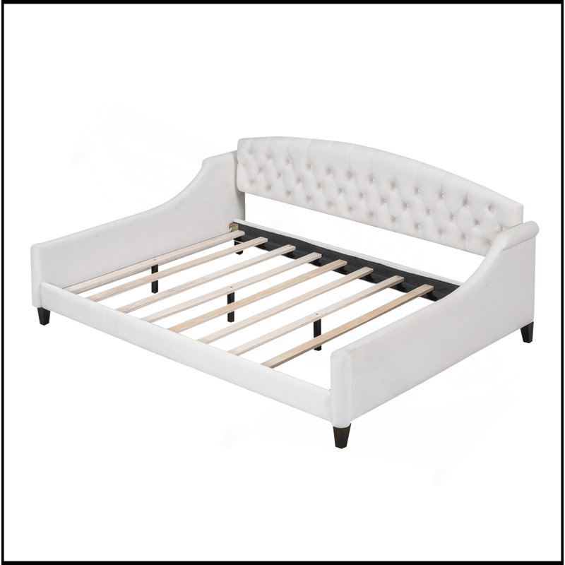 Modern Luxury Tufted Button Daybed, Full, Beige