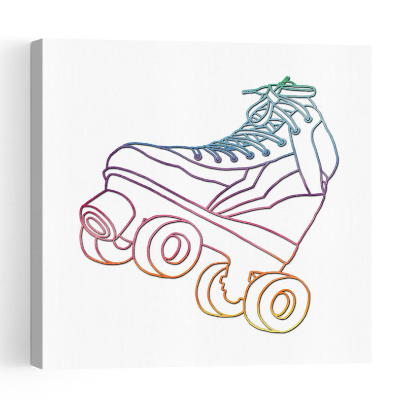 Retro Rainbow Skate Classic Colorful Playful Landscape Nature Wall Art Print 1 Piece Wrapped Canvas Wall Art