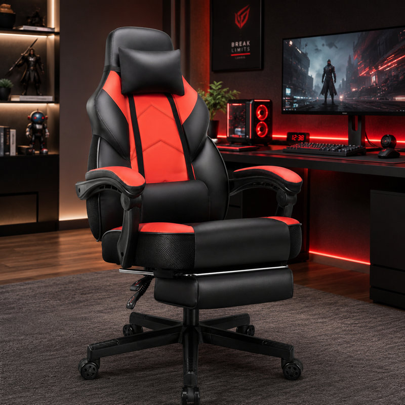 Gaming Chair with Lumbar Support, Red