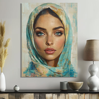 Voile turquoise - Portrait de femme - Impression sur métal