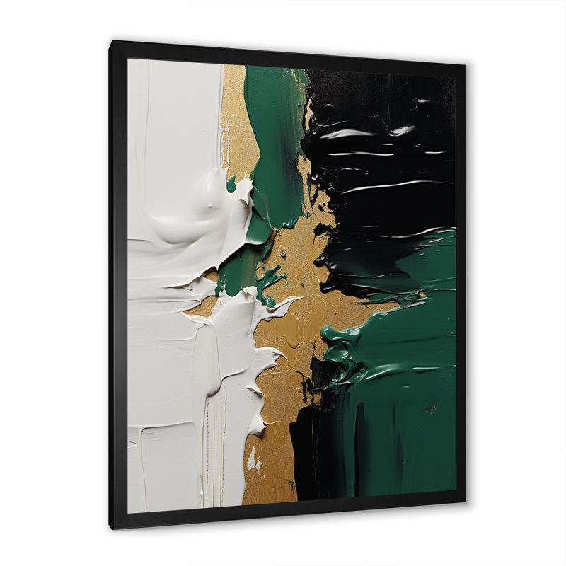 Or vert et encre noire fusion III - Reproduction d'art encadrée, Cadre photo noir, H 20 po x l 12 po x P 1 po