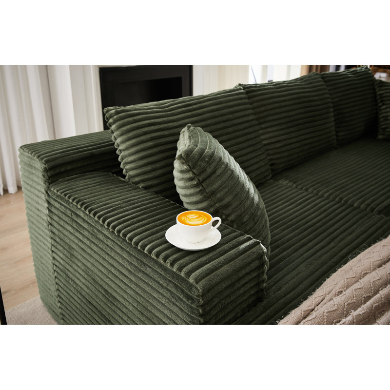 4 lits modulaires en L avec siège profond, tissu en velours côtelé, sans assemblage pour le salon, la chambre à coucher, le canapé-lit, le temps de détente
