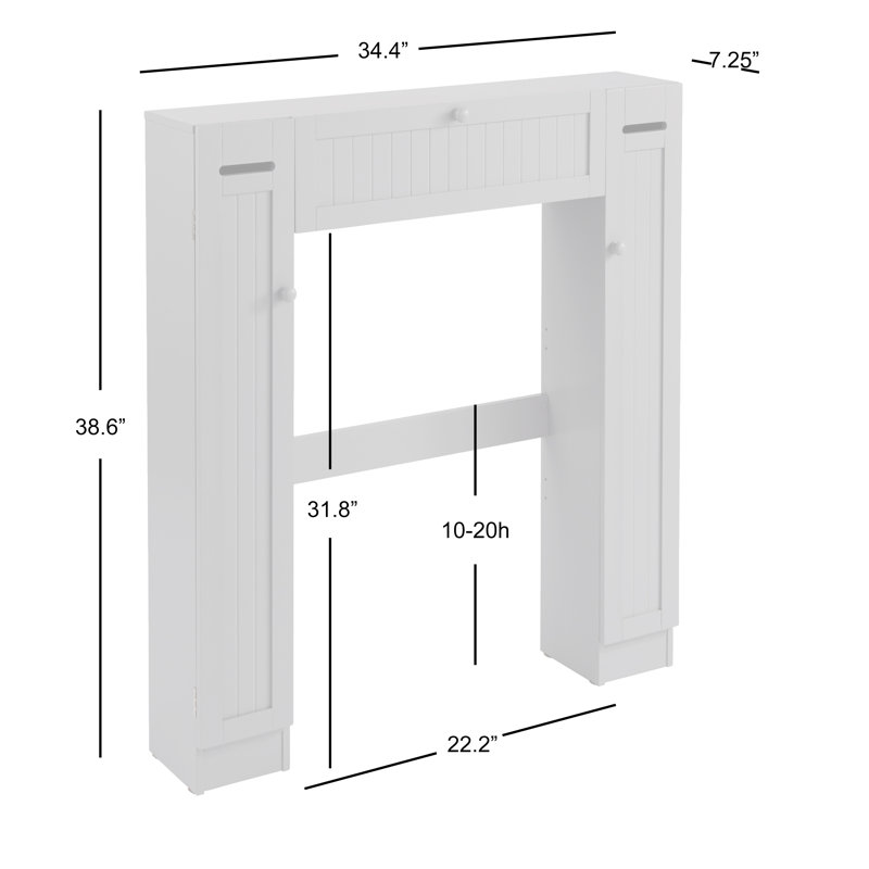 Rangement autoportant au-dessus de la toilette l 34,5 po x H 38,3 po x P 6,5 po Jordane, Blanc
