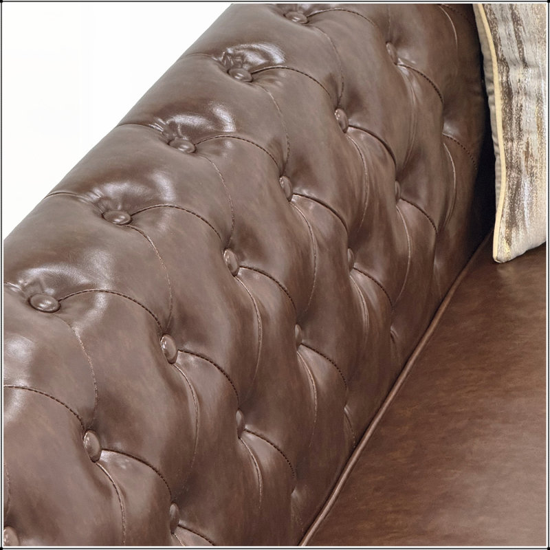 Canapé en cuir 88,5 pouces Chesterfield