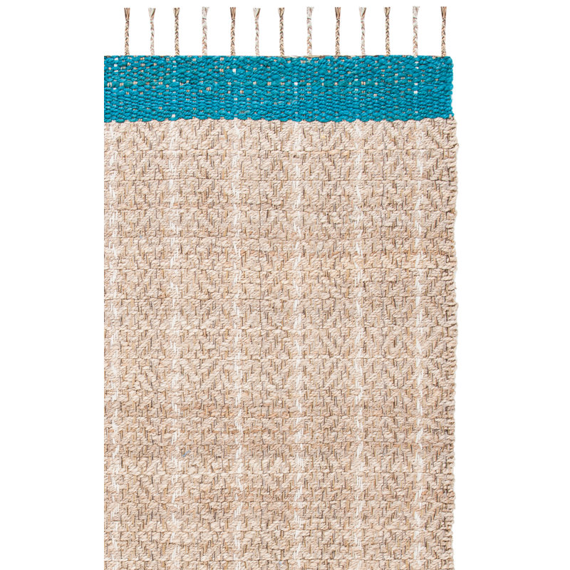 Abbie-J Hand Woven 0.8 Jute 0.2 Cotton Striped Rug, Rectangle 5' x 8'