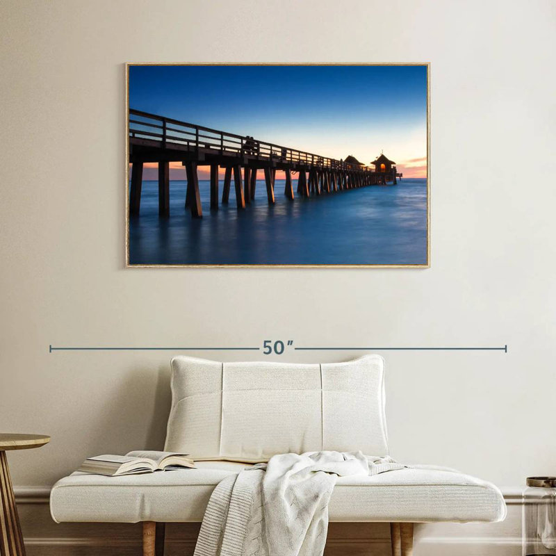 Naples Beach Pier, Cadre flottant en bois naturel, 40 po x 27 po