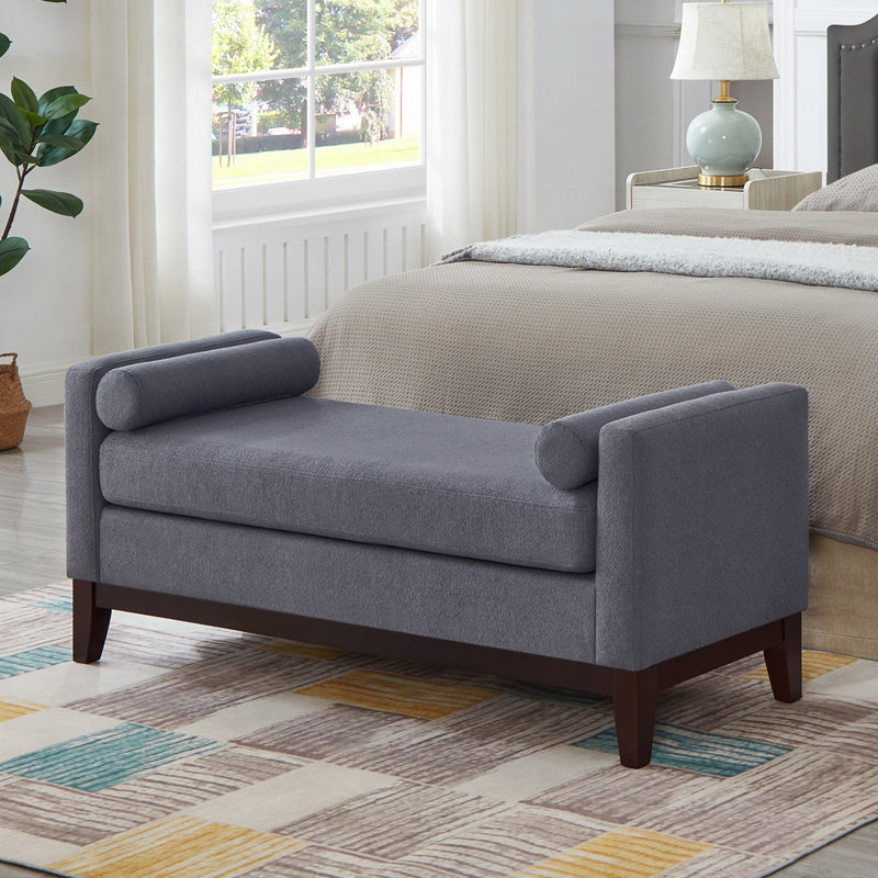 Grand repose-pieds rembourré en tissu avec coussins, Gris foncé