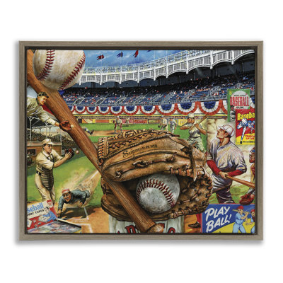 Baseball Sports Collage Floater Canvas Wall Art by Ed Wargo