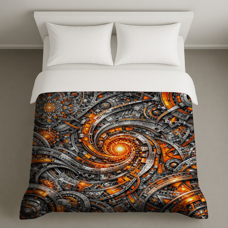 Housses de couette Intricate Spiral Machines, Grand lit