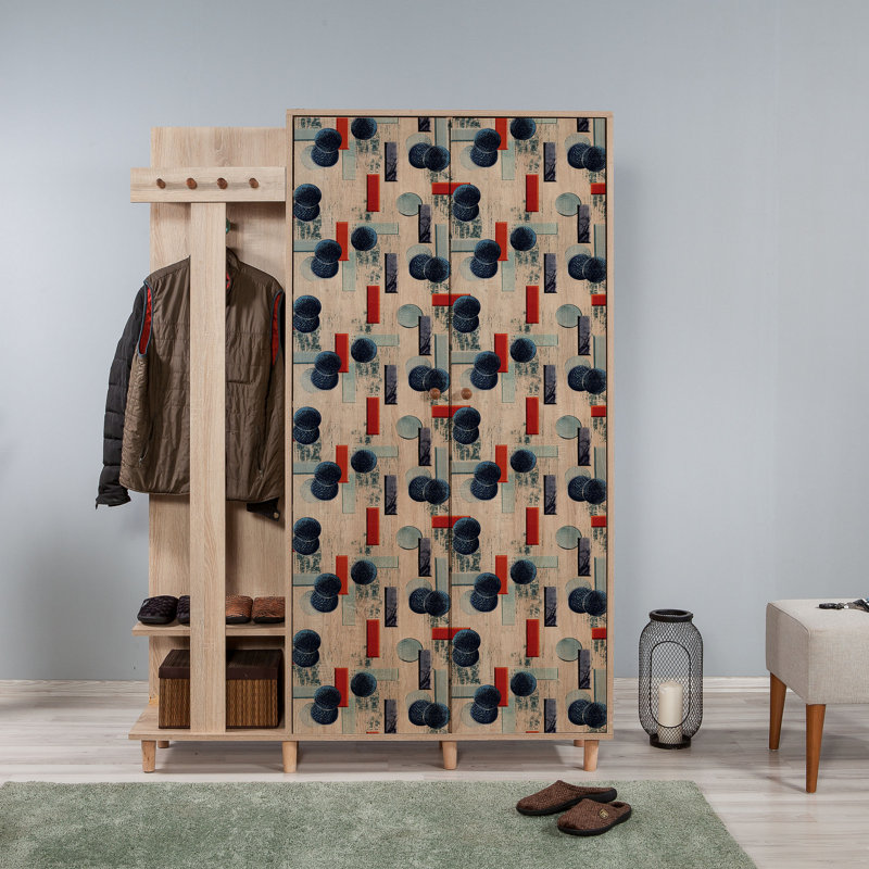 Portemanteau avec rangement pour chaussures Newark, Bleu/beige