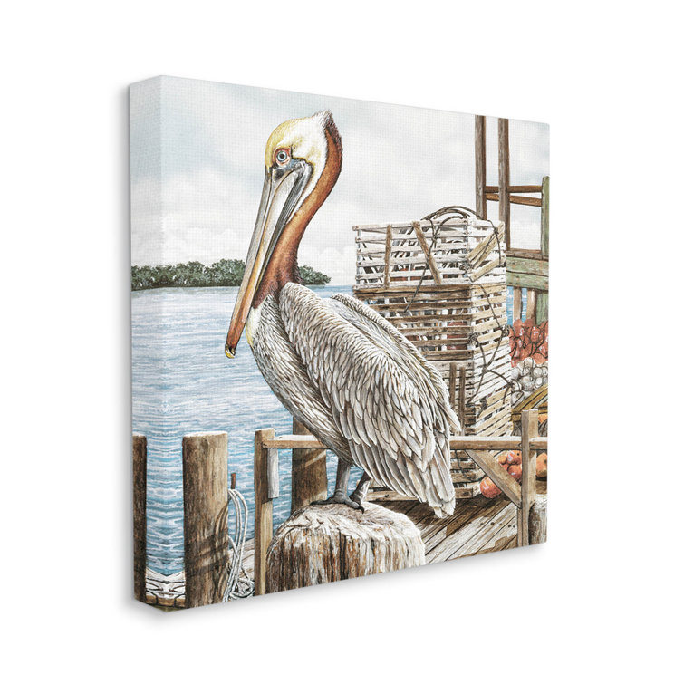 Stupell Industries Pelican Perched Summer Fishing Dock Canvas Wall Art, Design by James Harris