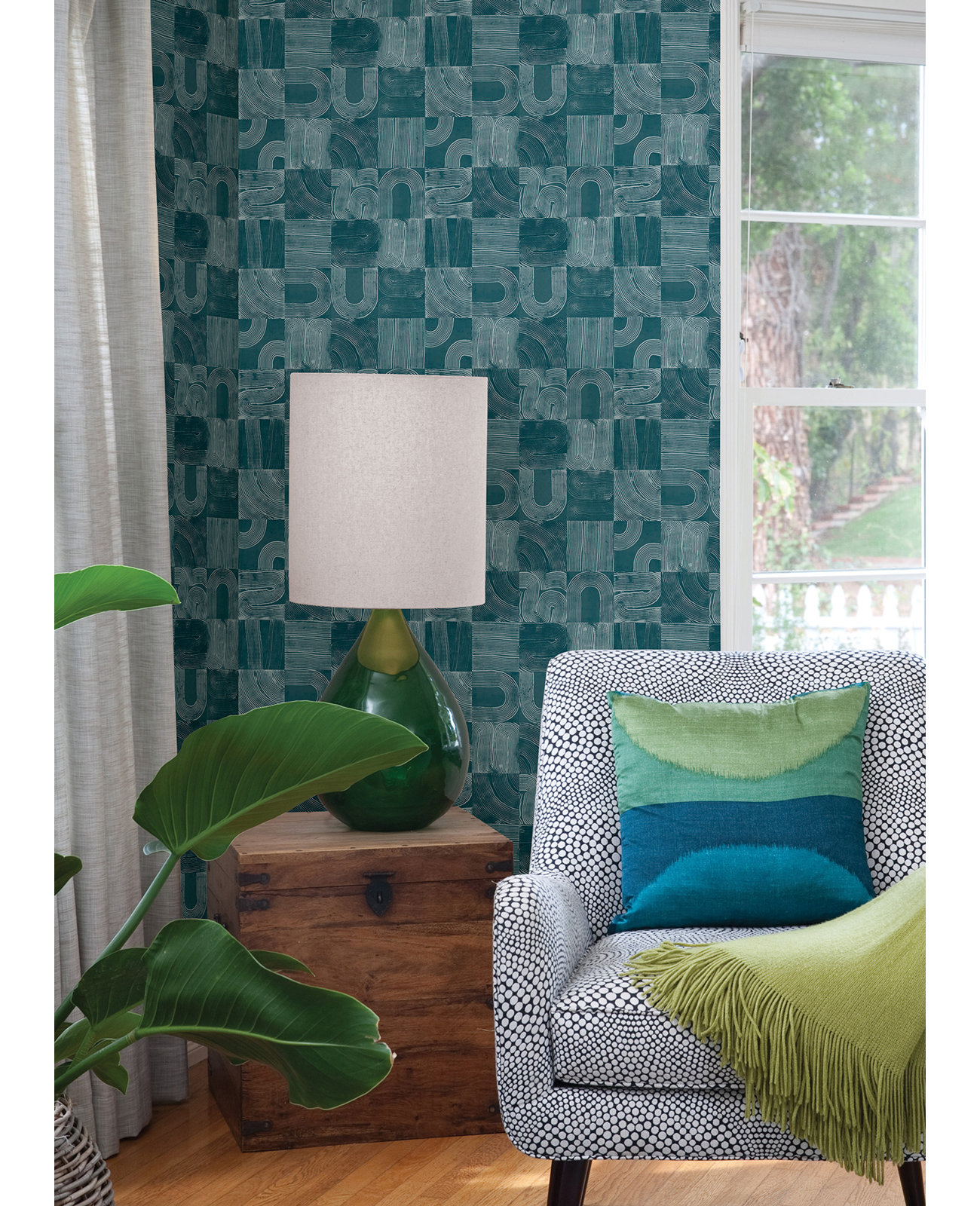 Jacobsen Modern Peel & Stick Geometric Wallpaper, Blue