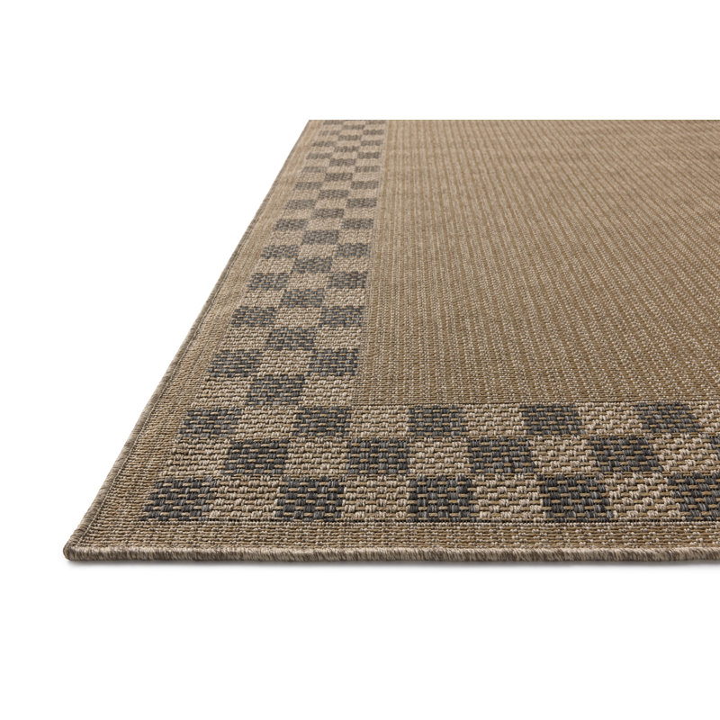 Chris Loves Julia x Loloi Providence Natural / Charcoal Indoor/Outdoor Area Rug, Rectangle 5' x 7'7"