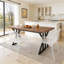 Table de salle à manger Farmhouse avec plateau brun rétro et base en tréteaux noirs-973981437