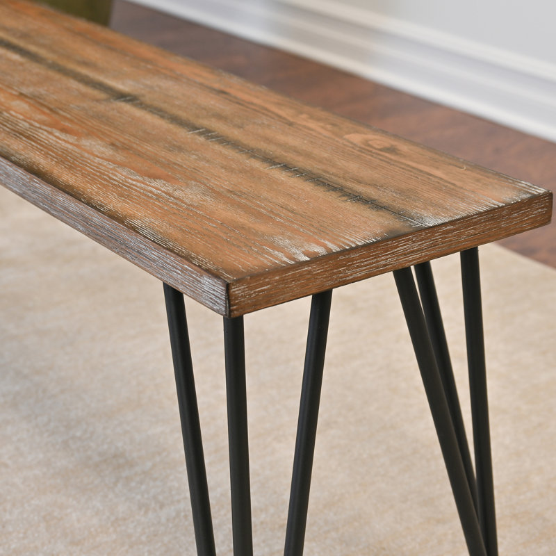 Wood Dining Bench, Rustic Dark Pine Finish